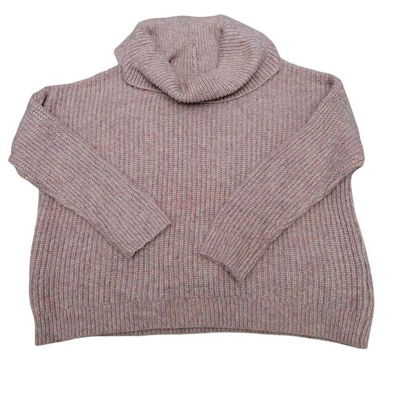 Pink ribbed chunky turtleneck sweater - Picture 1 of 5